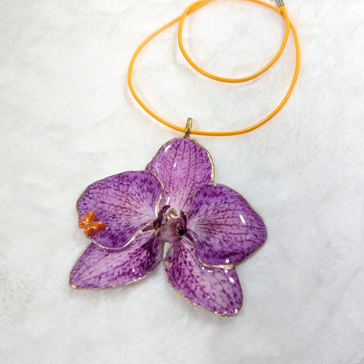 Butterfly Purple Orchid Resin – Real Preserved Flower Pendant