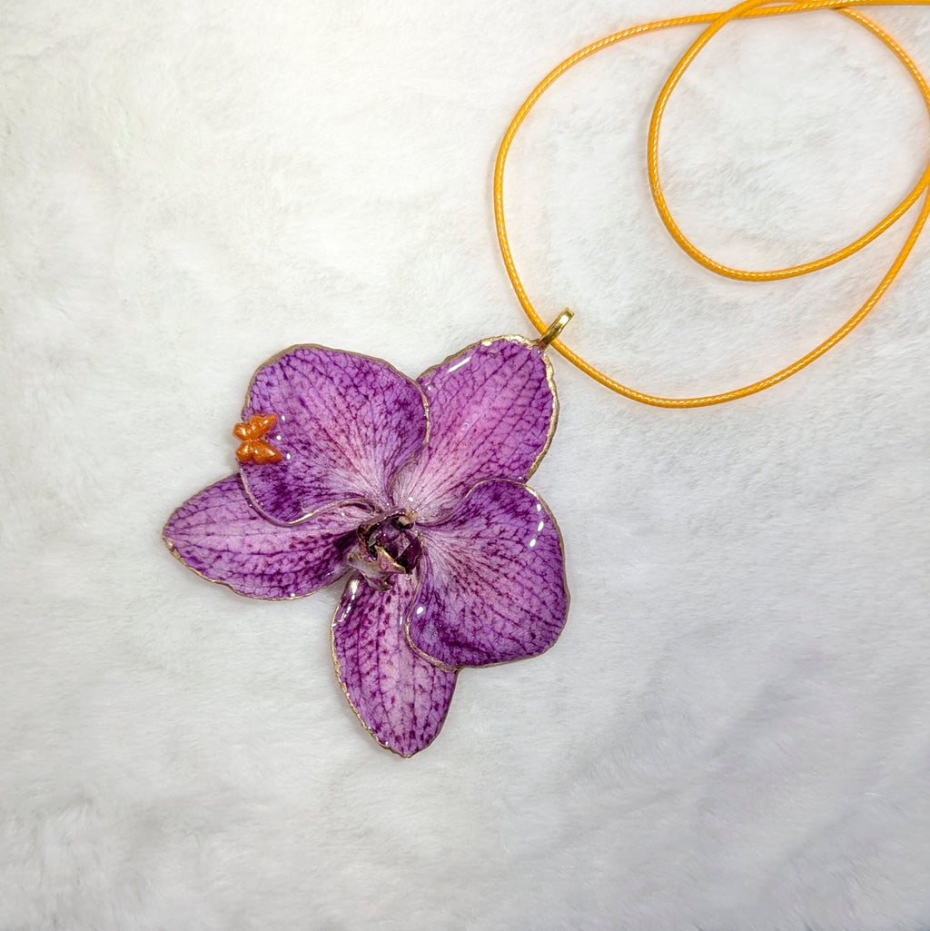 Butterfly Purple Orchid Resin – Real Preserved Flower Pendant