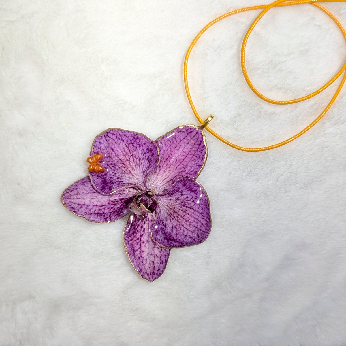 Butterfly Purple Orchid Resin – Real Preserved Flower Pendant