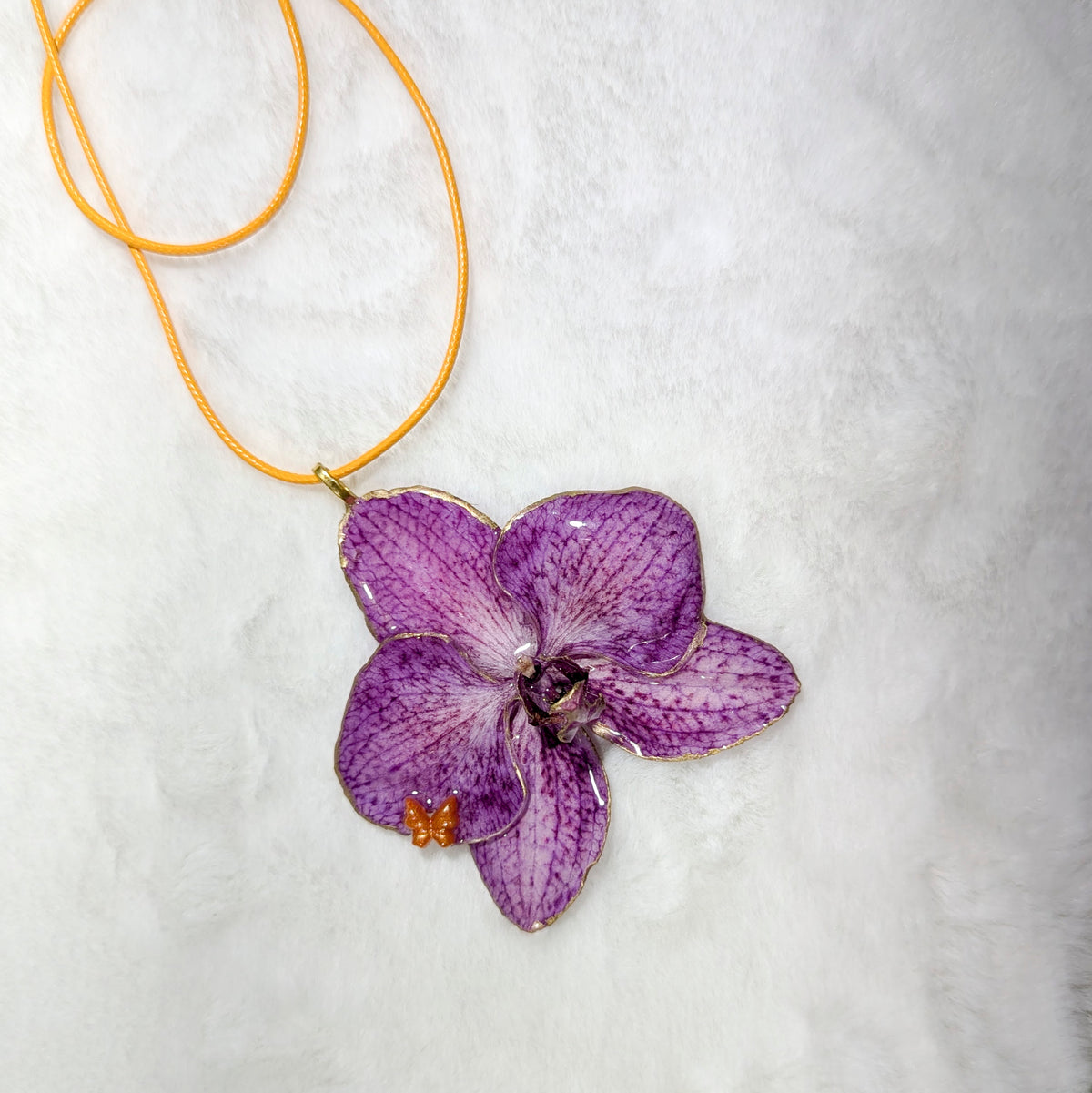 Butterfly Purple Orchid Resin – Real Preserved Flower Pendant