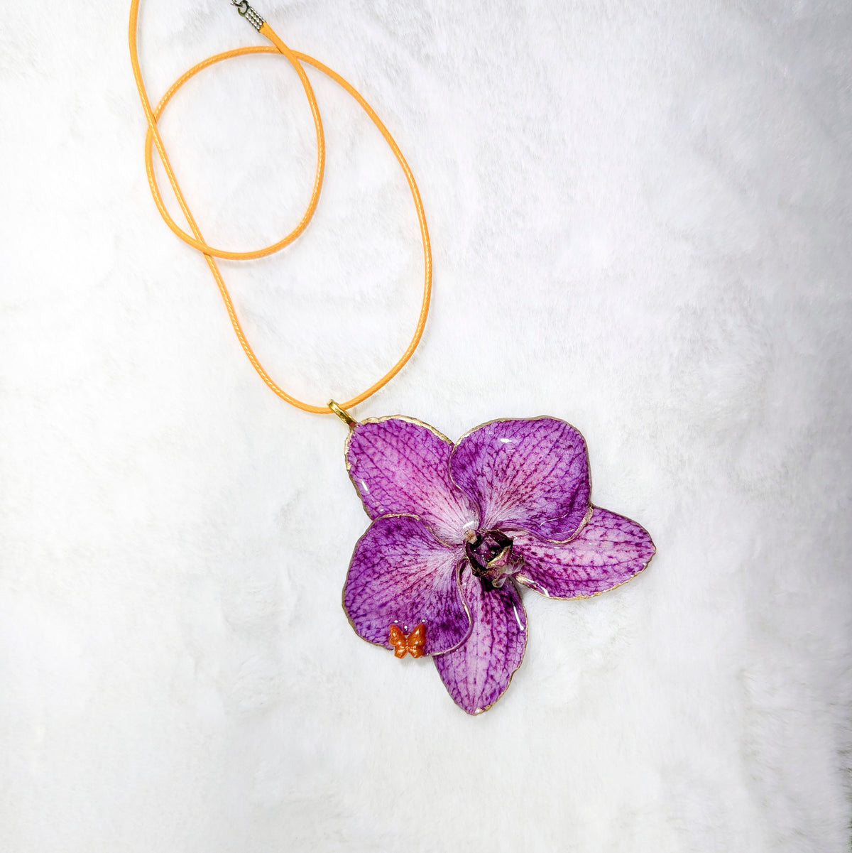 Butterfly Purple Orchid Resin – Real Preserved Flower Pendant