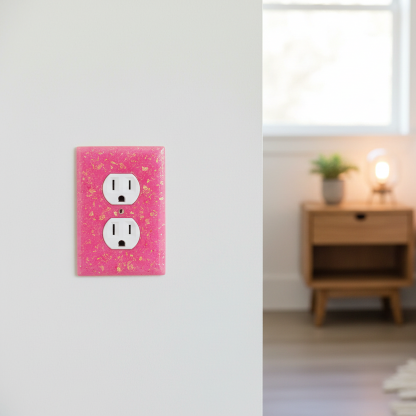Pink Resin Outlet Cover in Room
