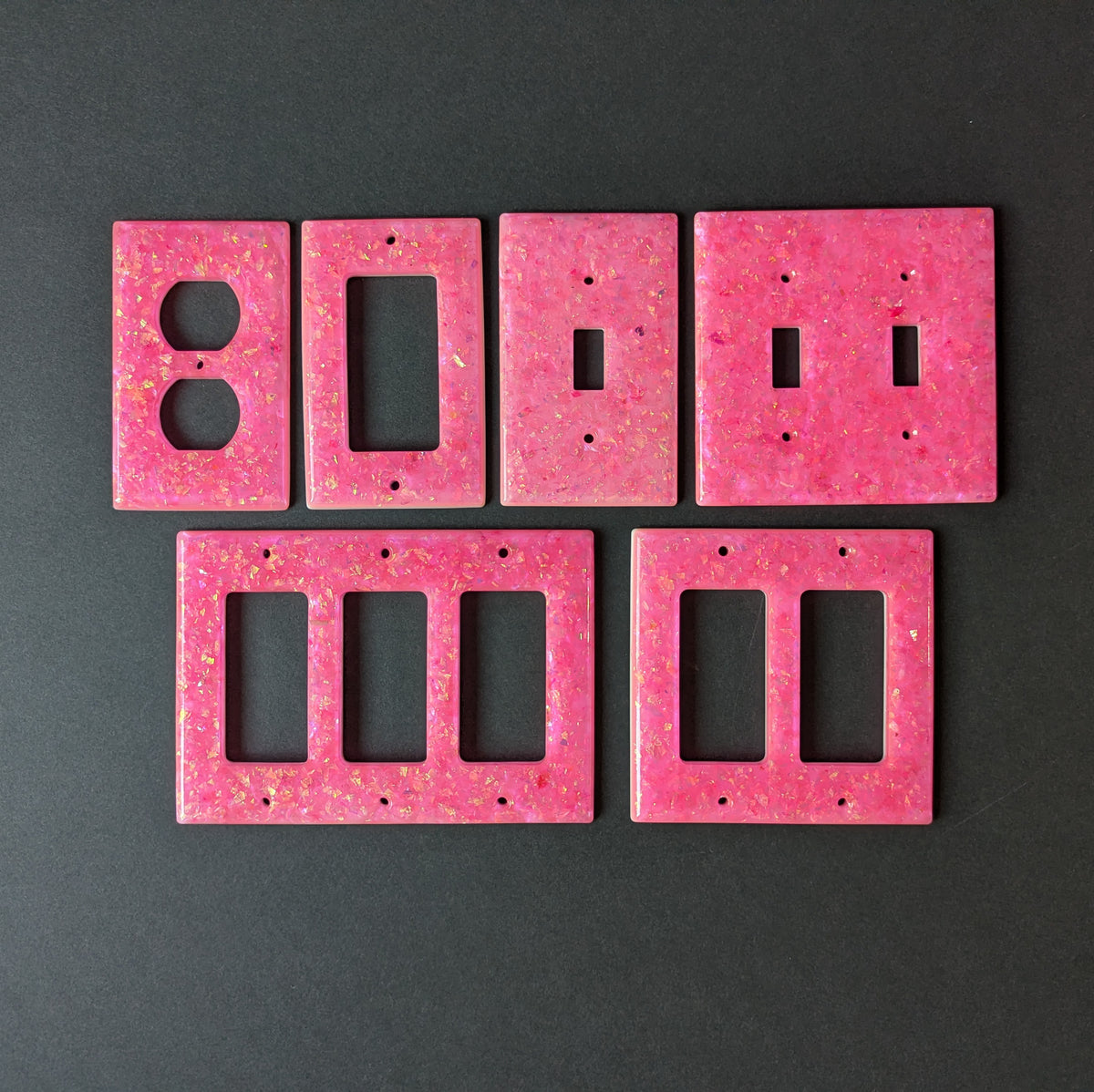 Pink Iridescent Flake Handmade Outlet Set