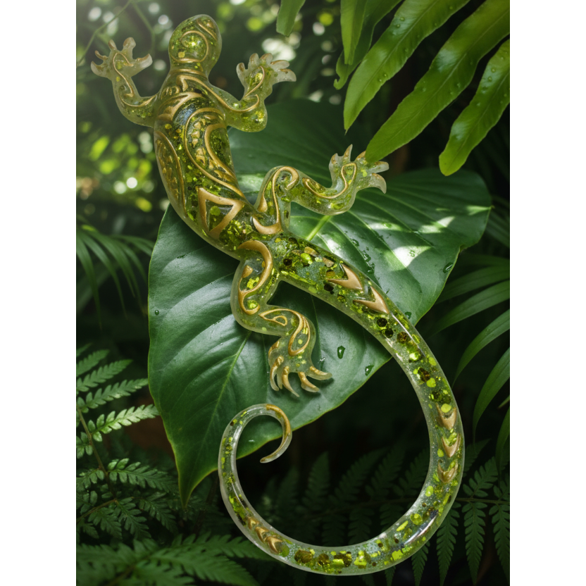 Gecko on Jungle Background