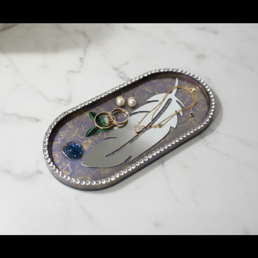 Tray with jewelry inside