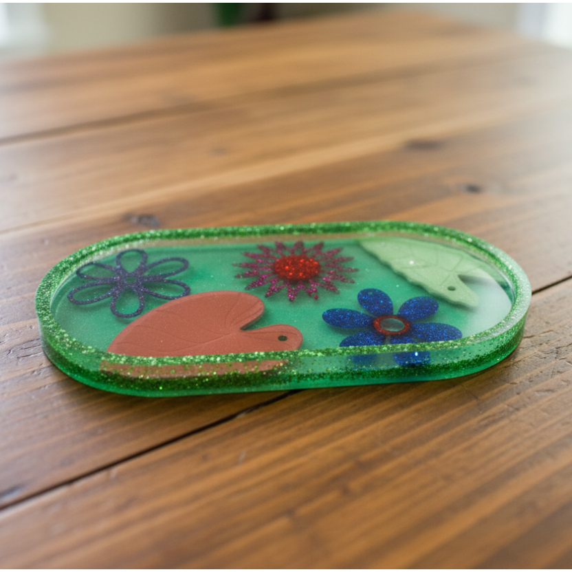 Glitter Garden Tray — Wood Background