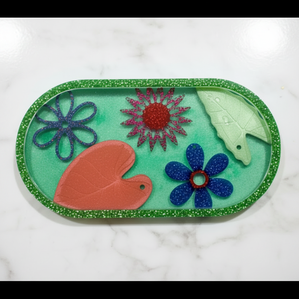 Glitter Garden Tray — Marble Background