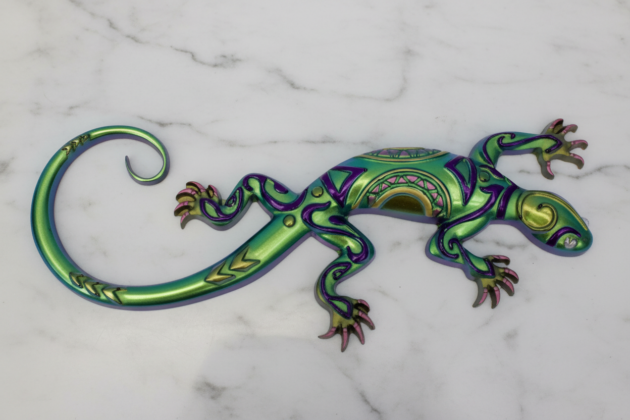 Gecko on white marble