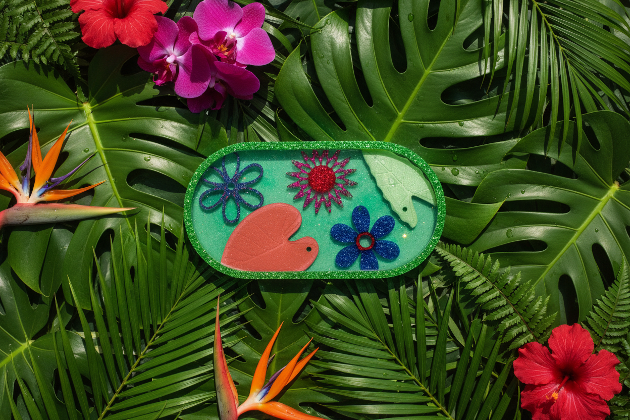 Glitter Garden Tray — Botanical Background