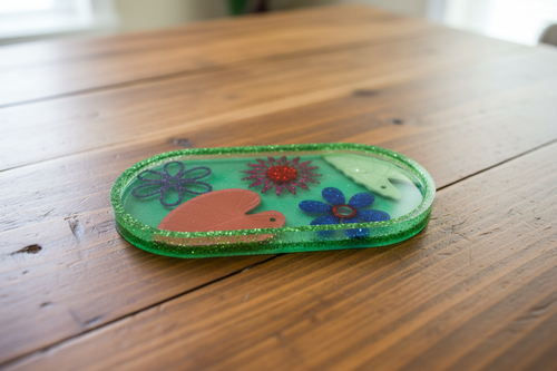 Glitter Garden Tray — Wood Background