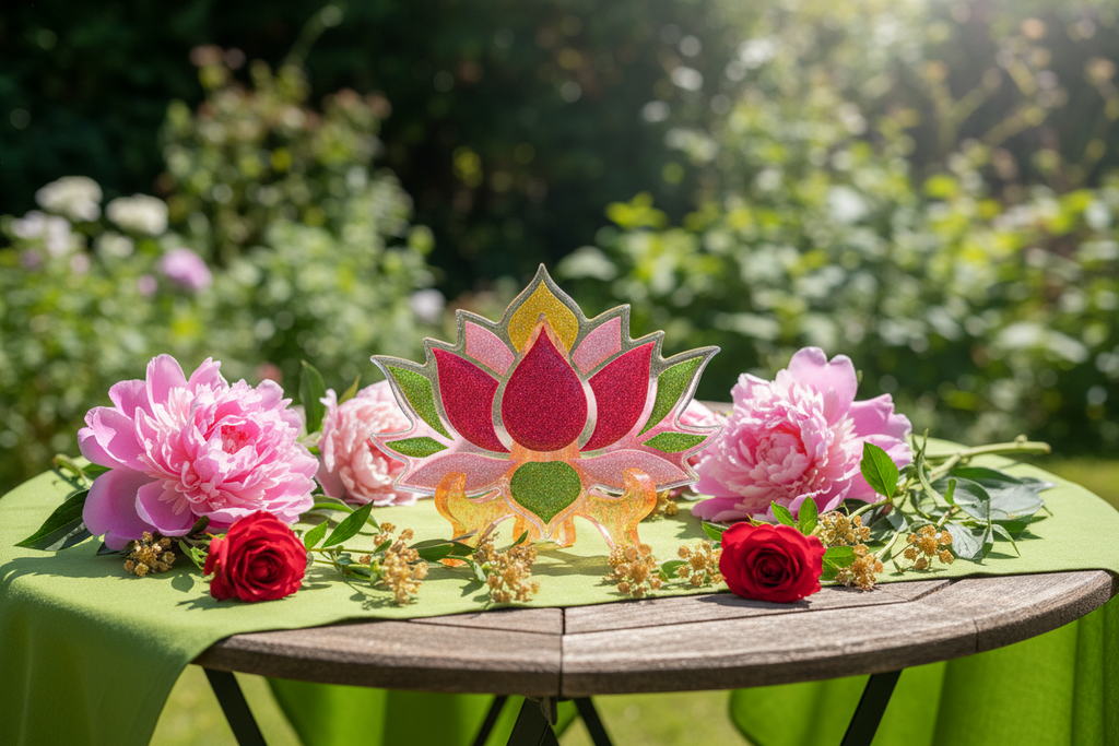 Handmade Glitter Lotus Flower Resin Coaster