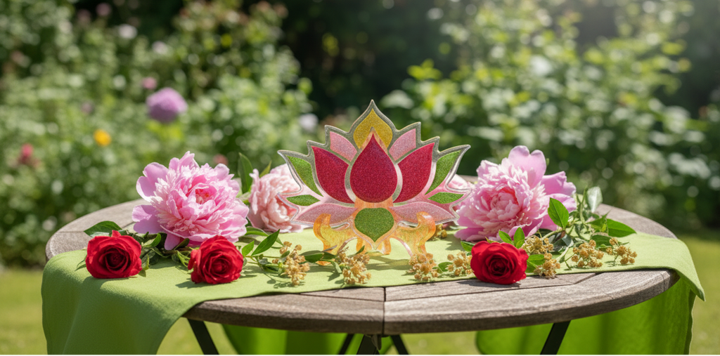 Unique Handmade Glitter Lotus Flower Resin Coaster
