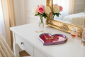 Pink Glitter Heart Resin Tray — Room Setting