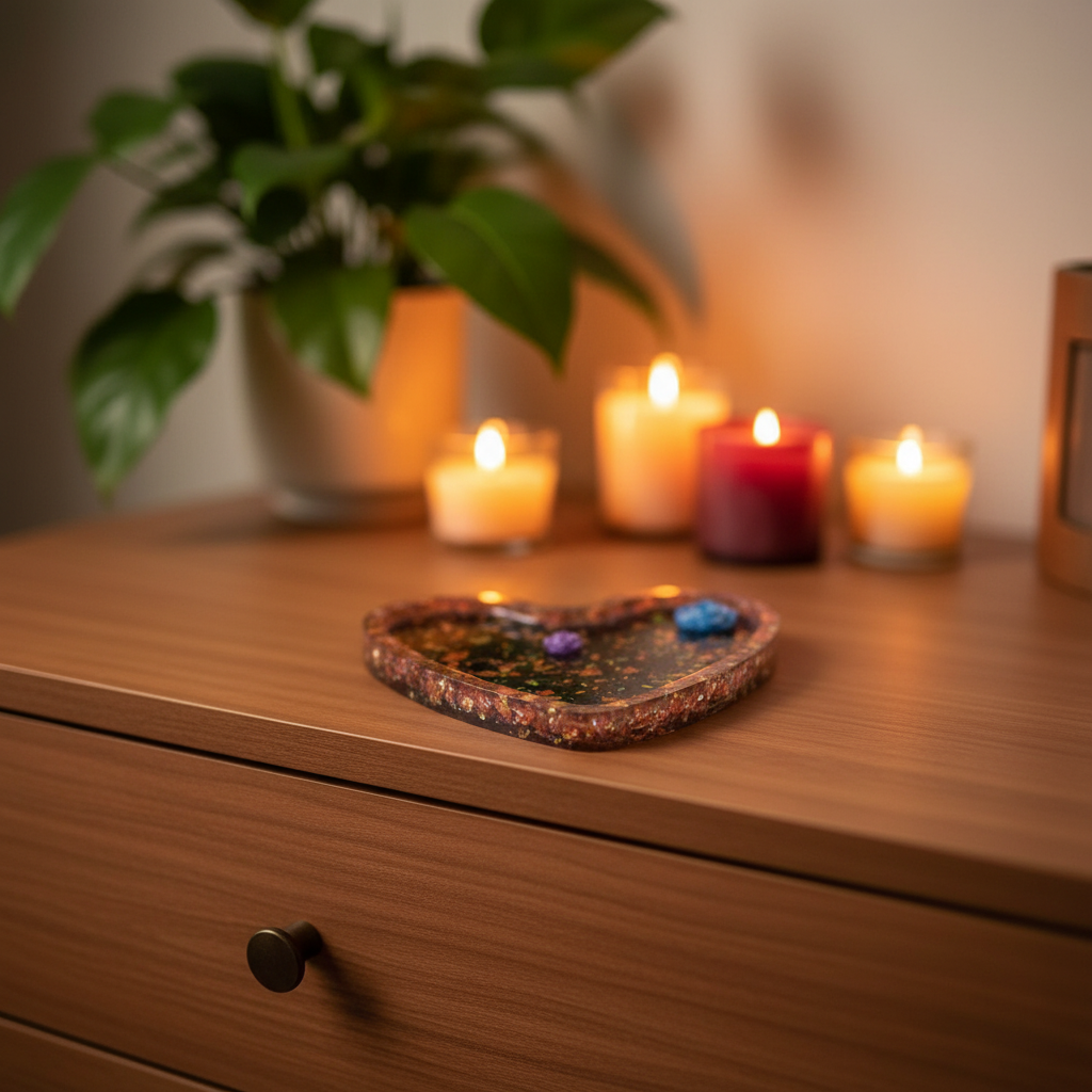 Tray in cozy bedroom