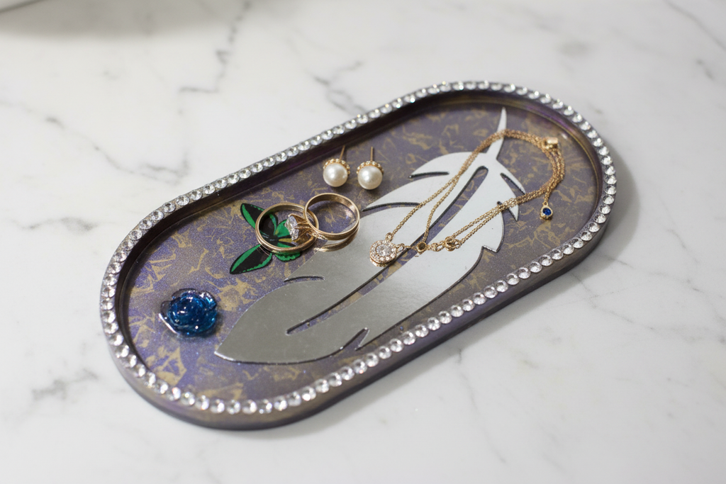 Tray with jewelry inside