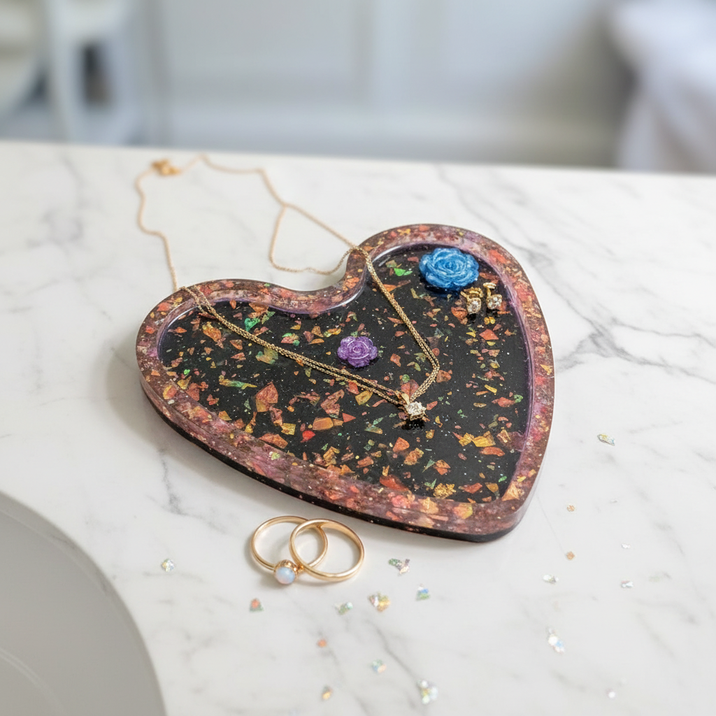 Tray with jewelry on marble